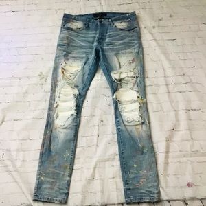 Jordan Craig Distreesed Skinny Blue Jeans Streetwear Grunge